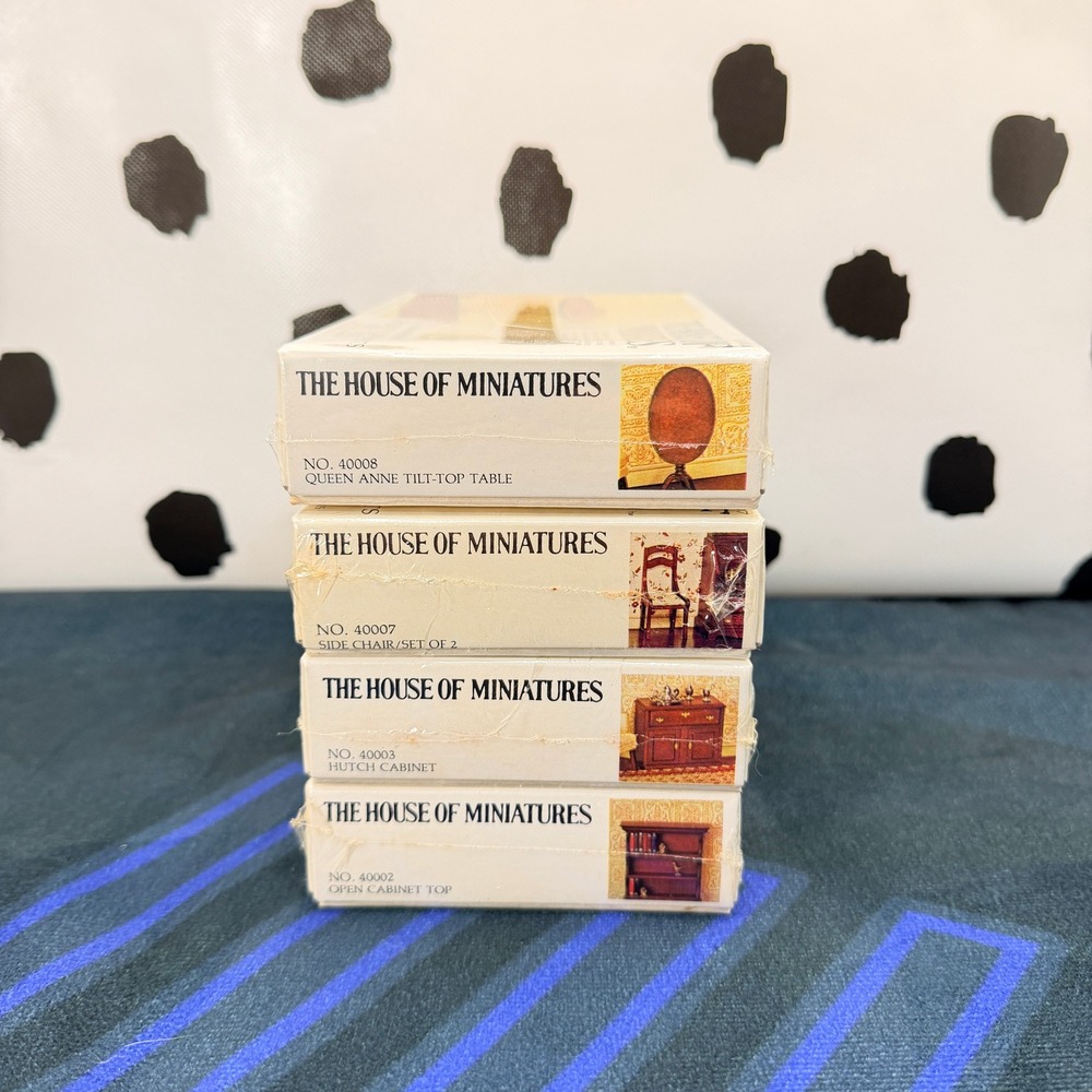 Lot 4 Vtg House of Miniatures Kits Factory Sealed 1:12 Hutch Chairs Table Top